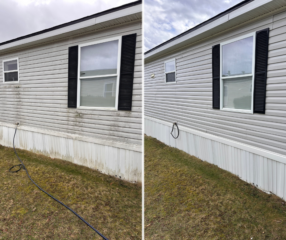 Pressure washing home in Heath Ohio by Famous Exteriors